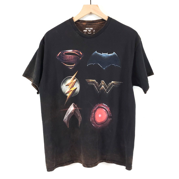 DC Comics Justice League SIZE L MENS UNISEX Black T-Shirt 2017 Film Superhero - Picture 1 of 7